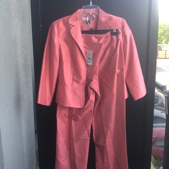 NWT Pink Silk Women’s Work Jacket Pant & Skirt Set - Picture 1 of 7